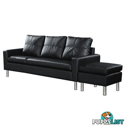 4 Seater PU Leather Sofa Modular Lounge Suite Black