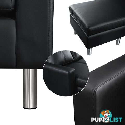 4 Seater PU Leather Sofa Modular Lounge Suite Black