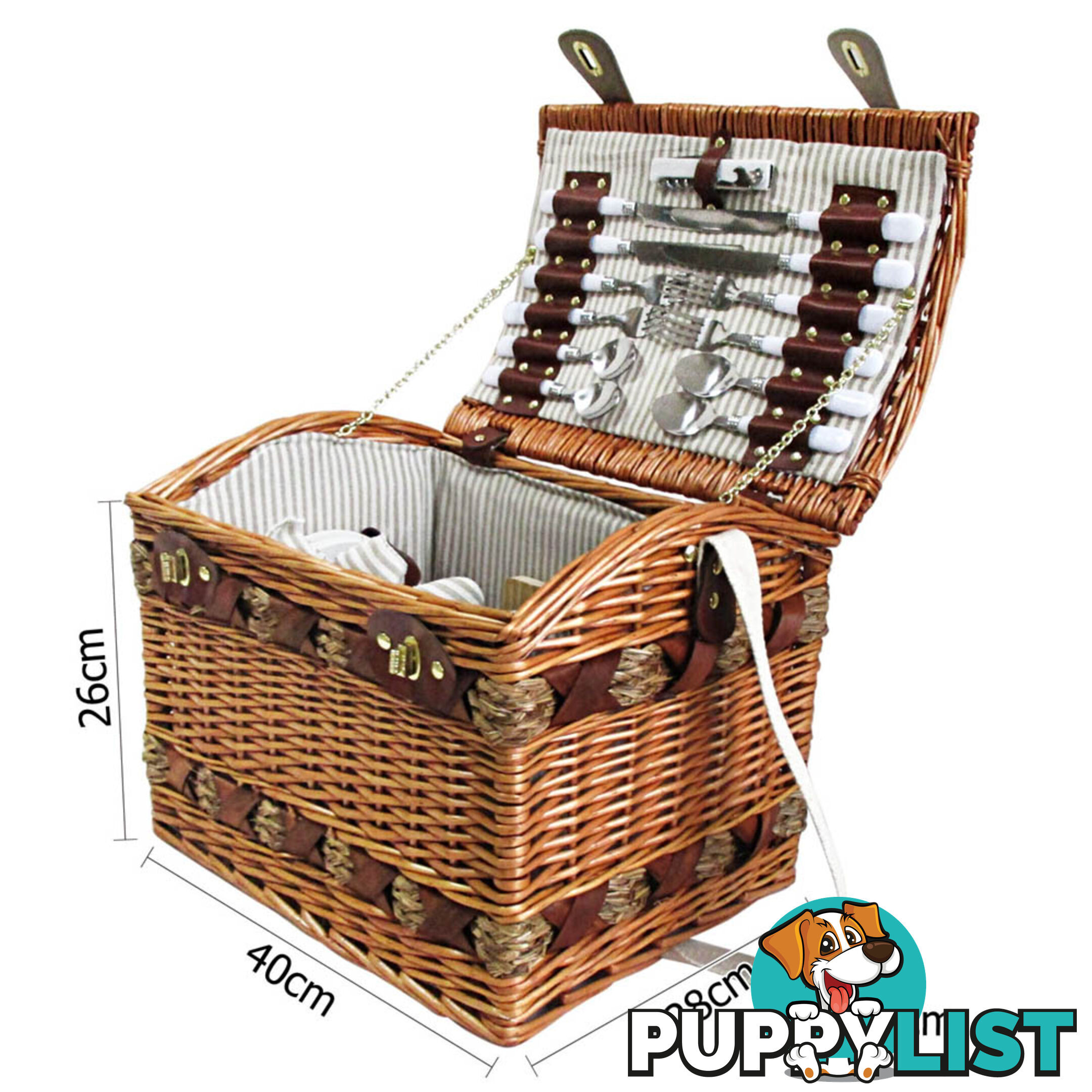 4 Person Picnic Basket Set w/ Cheese Board Blanket