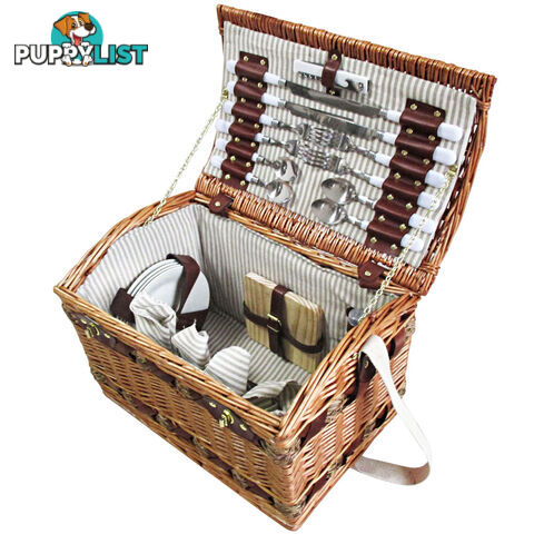 4 Person Picnic Basket Set w/ Cheese Board Blanket