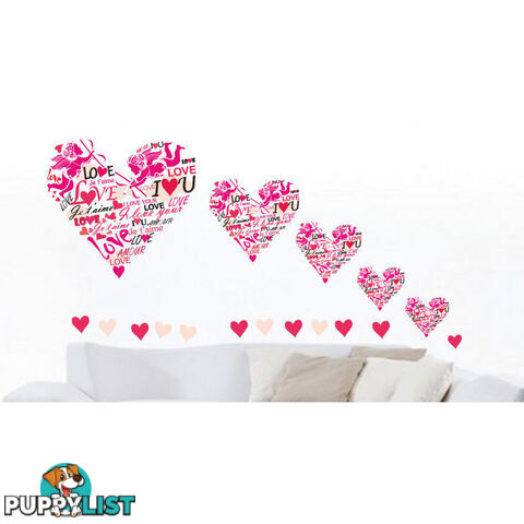 Extra Large Size Pink Cupid Love Hearts Wall Stickers - Totally Movable