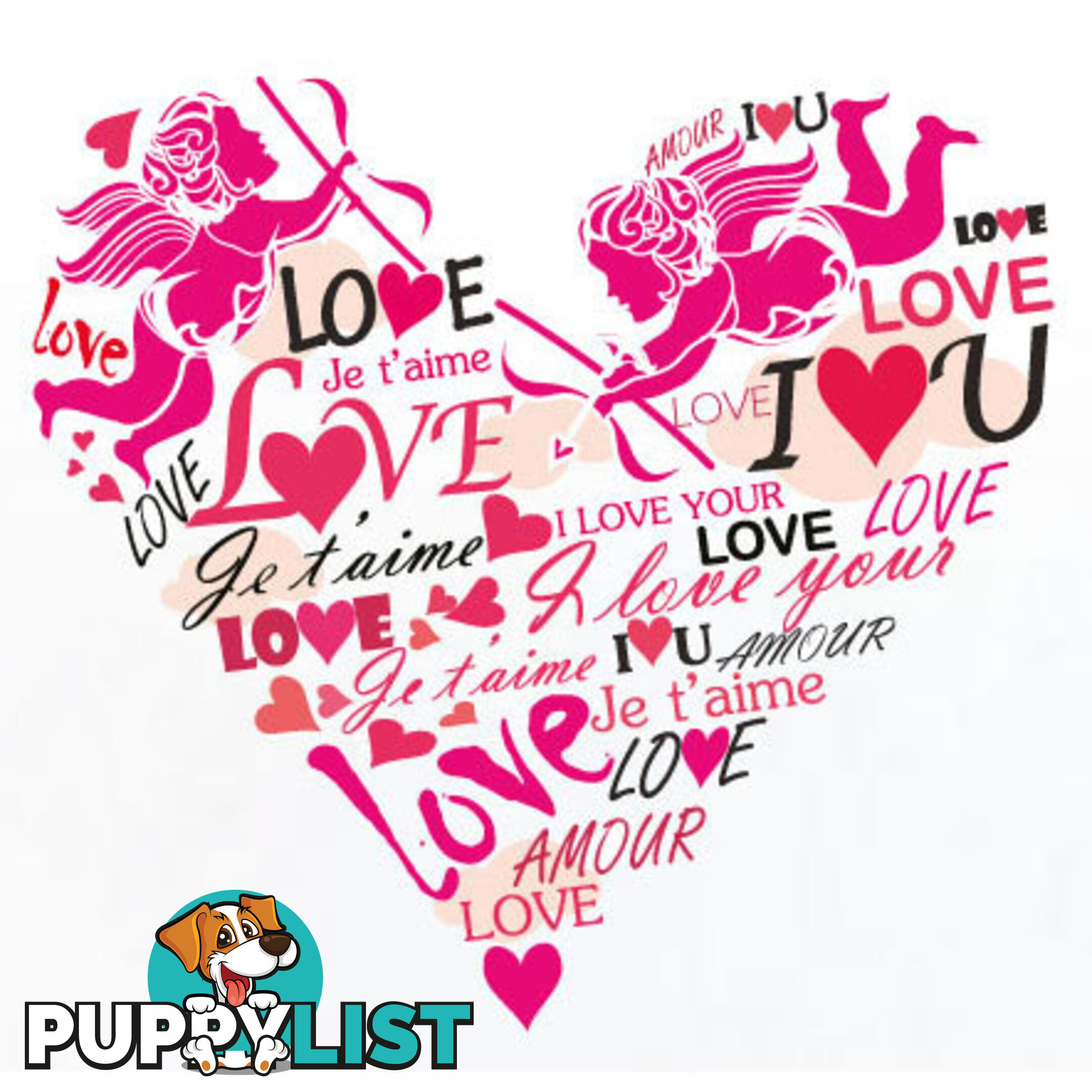 Extra Large Size Pink Cupid Love Hearts Wall Stickers - Totally Movable