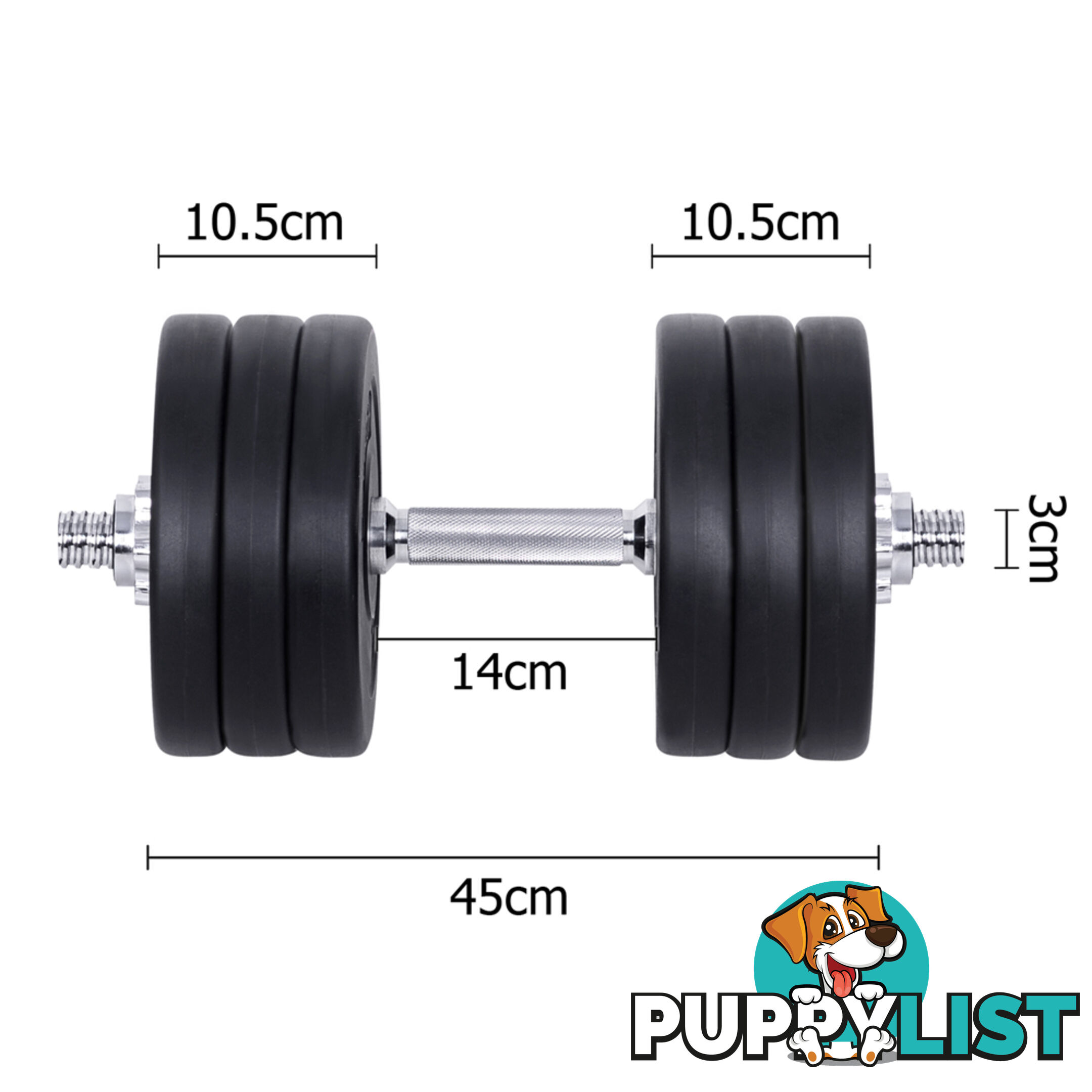 35KG Dumbbell Set Home Gym Fitness Exercise Body Workout Adjustable Weights