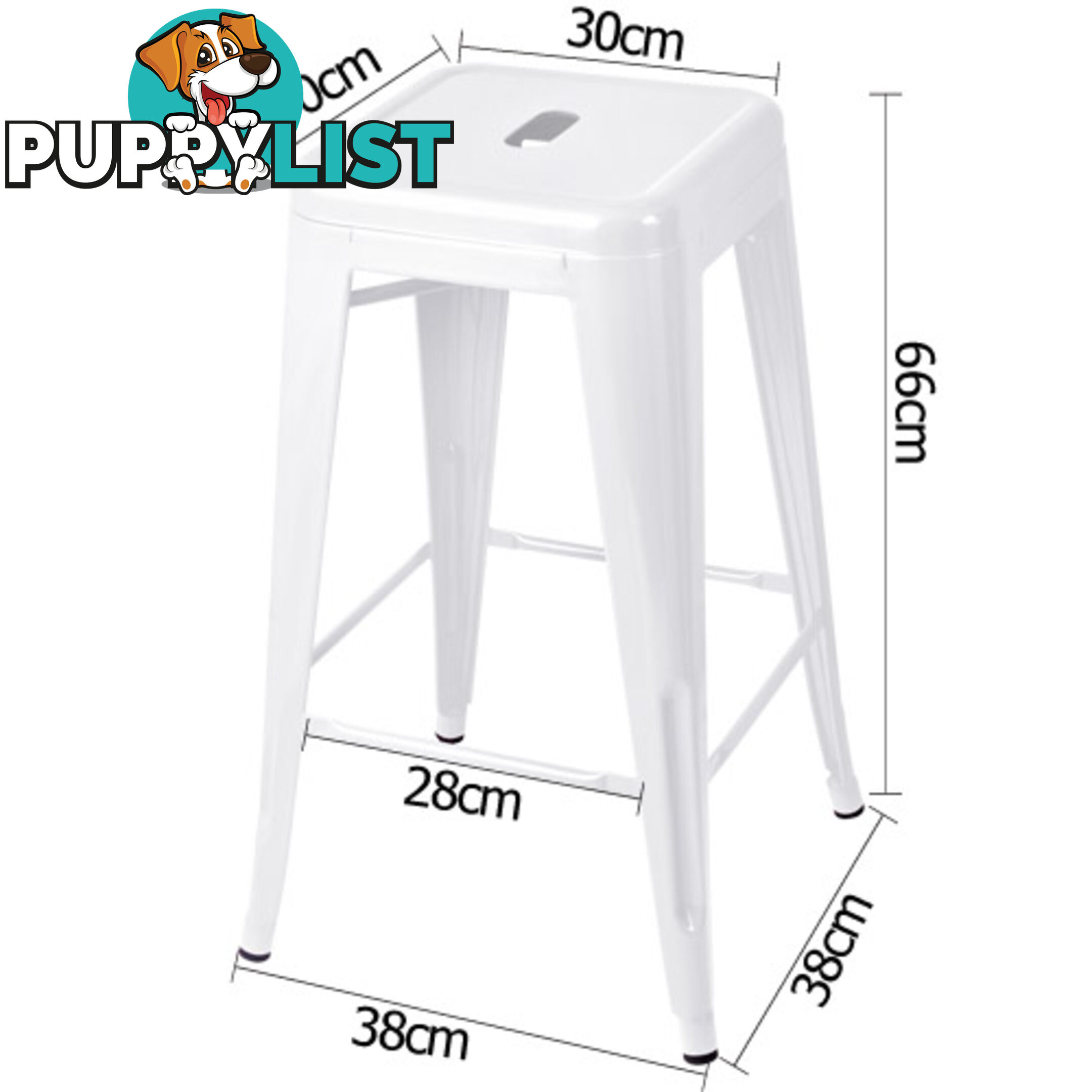 Set of 4 Replica Tolix Kitchen Bar Stool 66cm White