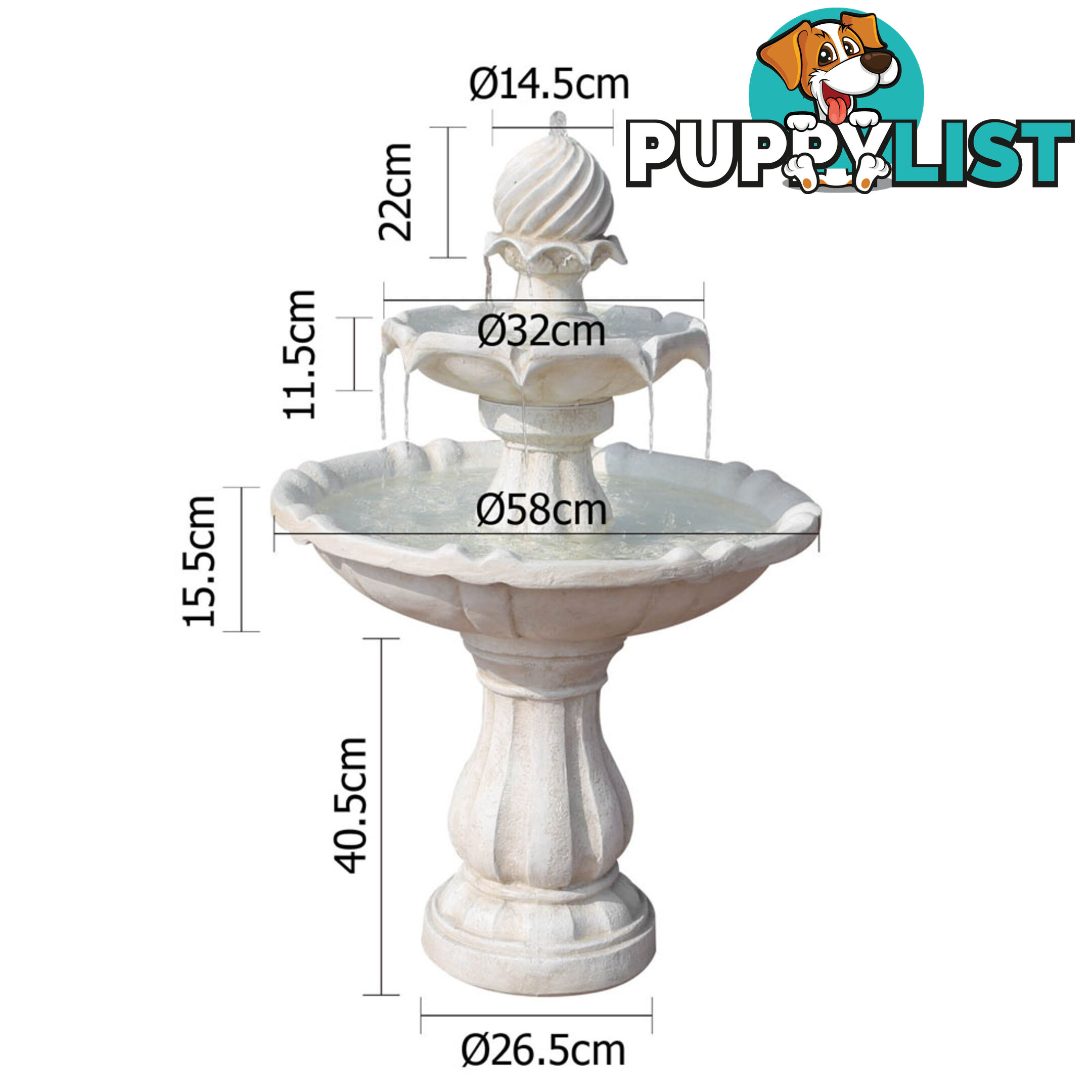 Solar Power Three-Tier Garden Water Fountain Solar Pump Weather Antique Finish