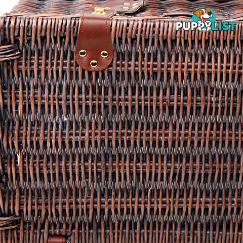 4 Person Picnic Basket Set w/ Cooler Bag Blanket