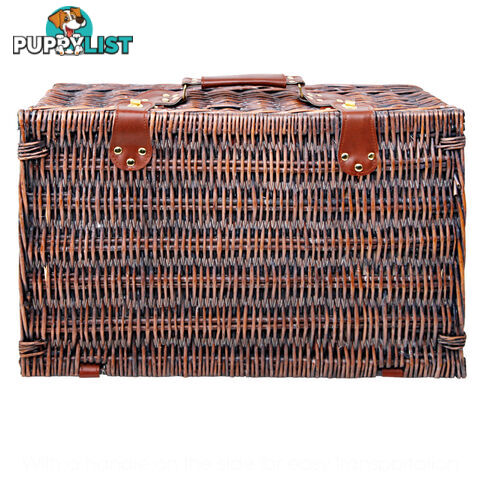 4 Person Picnic Basket Set w/ Cooler Bag Blanket
