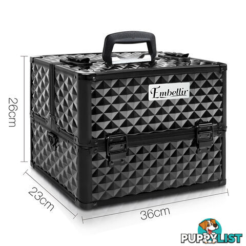 Diamond Black Portable Professional Beauty Makeup Box Cosmetic Organise Case