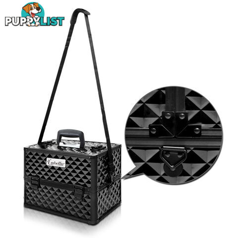 Diamond Black Portable Professional Beauty Makeup Box Cosmetic Organise Case