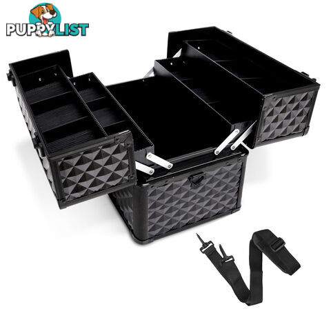 Diamond Black Portable Professional Beauty Makeup Box Cosmetic Organise Case