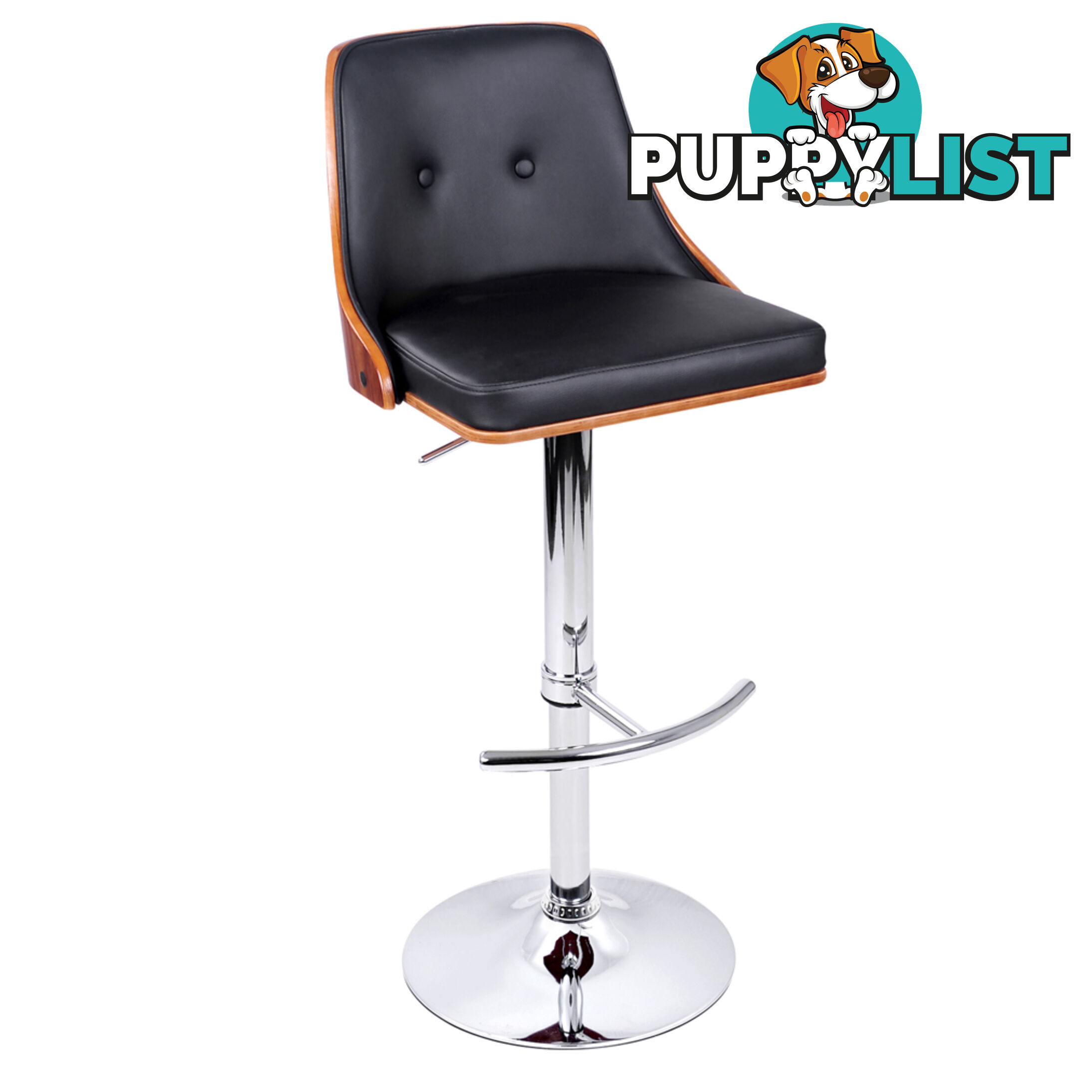 PU Leather Wooden Bar Stool Black