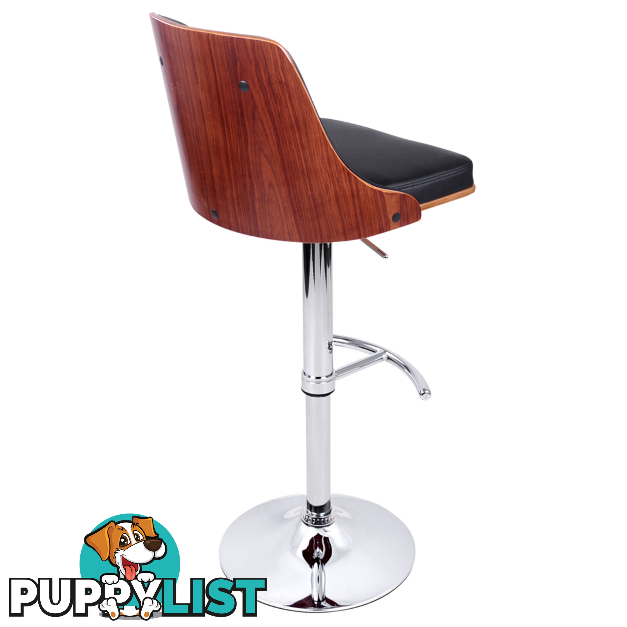 PU Leather Wooden Bar Stool Black