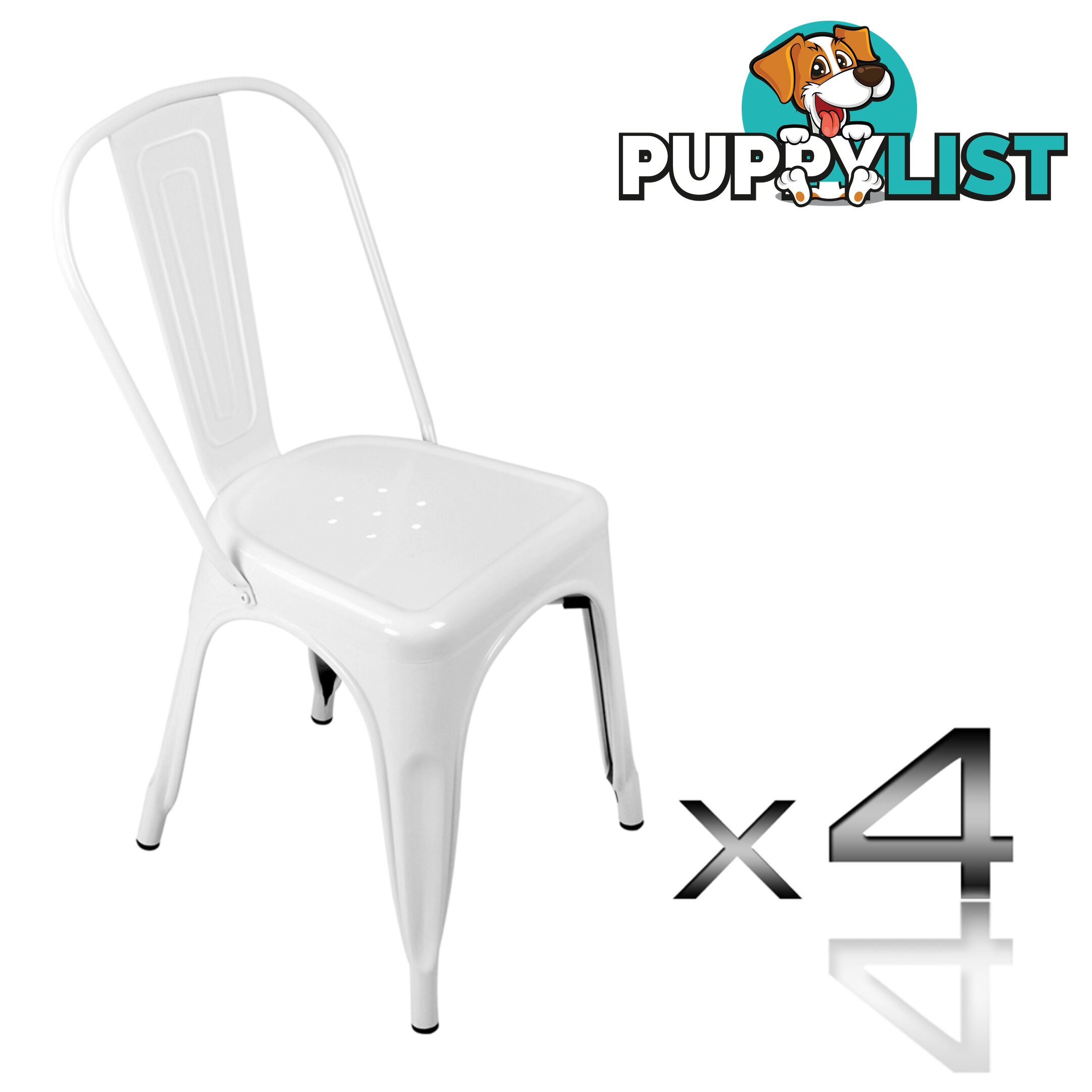 Set of 4 Replica Tolix Dining Metal Chair Gloss White