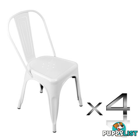 Set of 4 Replica Tolix Dining Metal Chair Gloss White