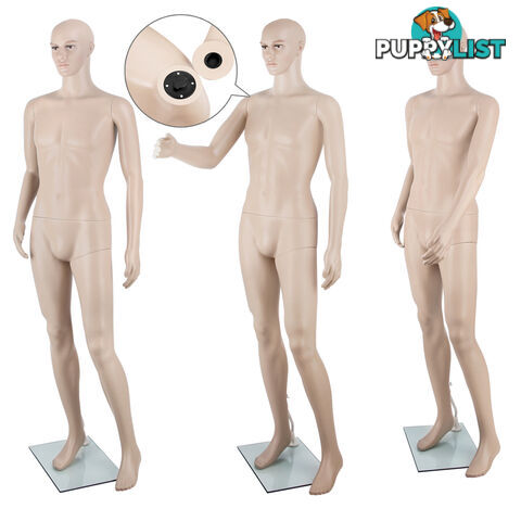 Full Body Male Mannequin Cloth Display Tailor Dressmaker Skin Tone 186cm