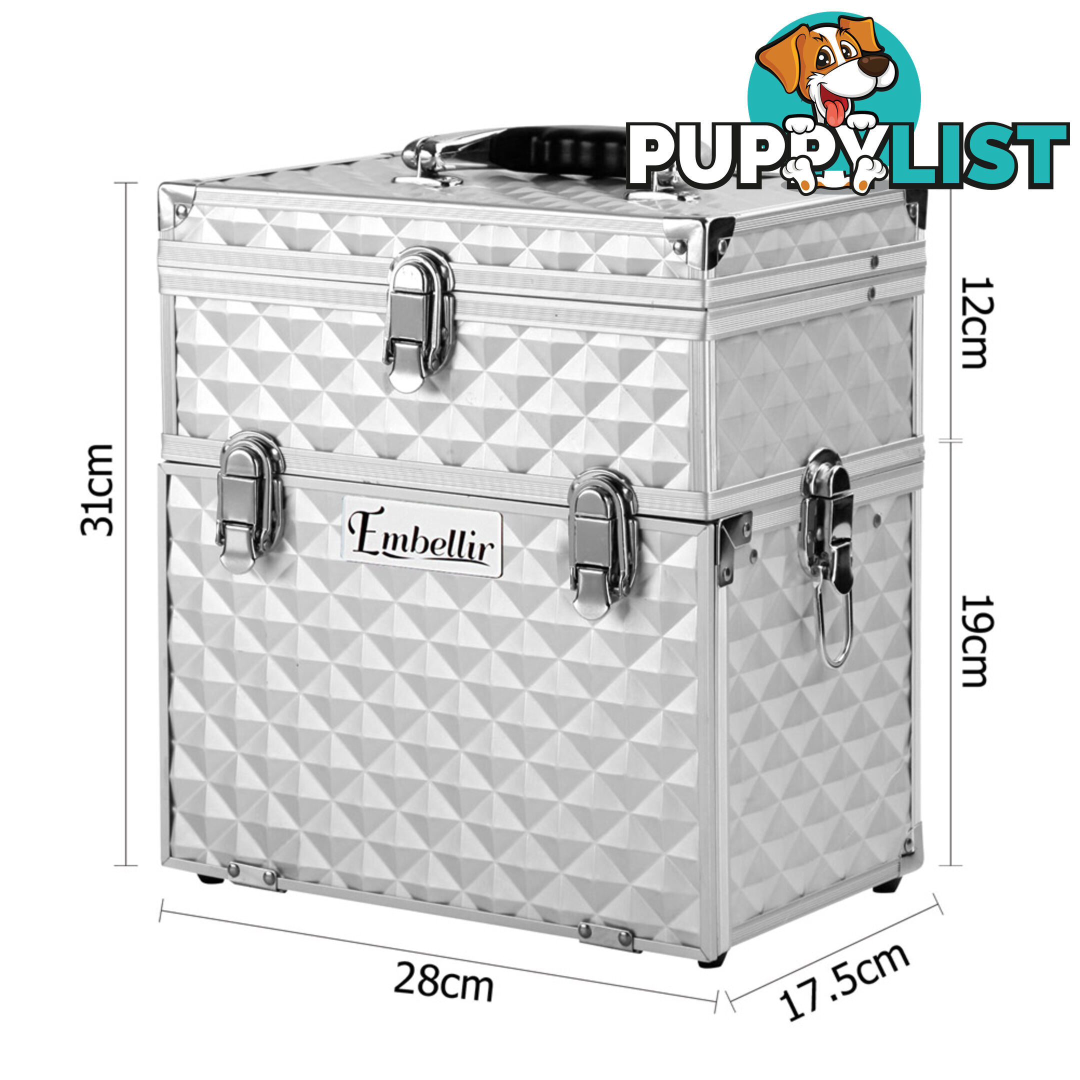 Professional Cosmetic Beauty Makeup Case Portable Travel Carry Box Silver