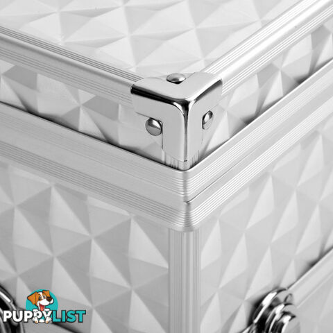 Professional Cosmetic Beauty Makeup Case Portable Travel Carry Box Silver