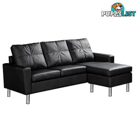 PU Leather Sofa Couch Bed 4 Seater Corner Modular Lounge Suite Ottoman Black