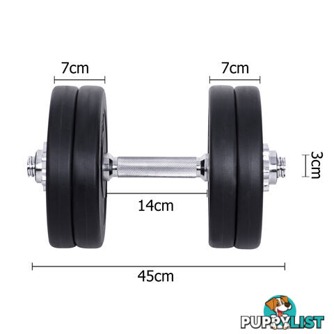 25KG Dumbbell Set Home Gym Fitness Exercise Body Workout Adjustable Weights