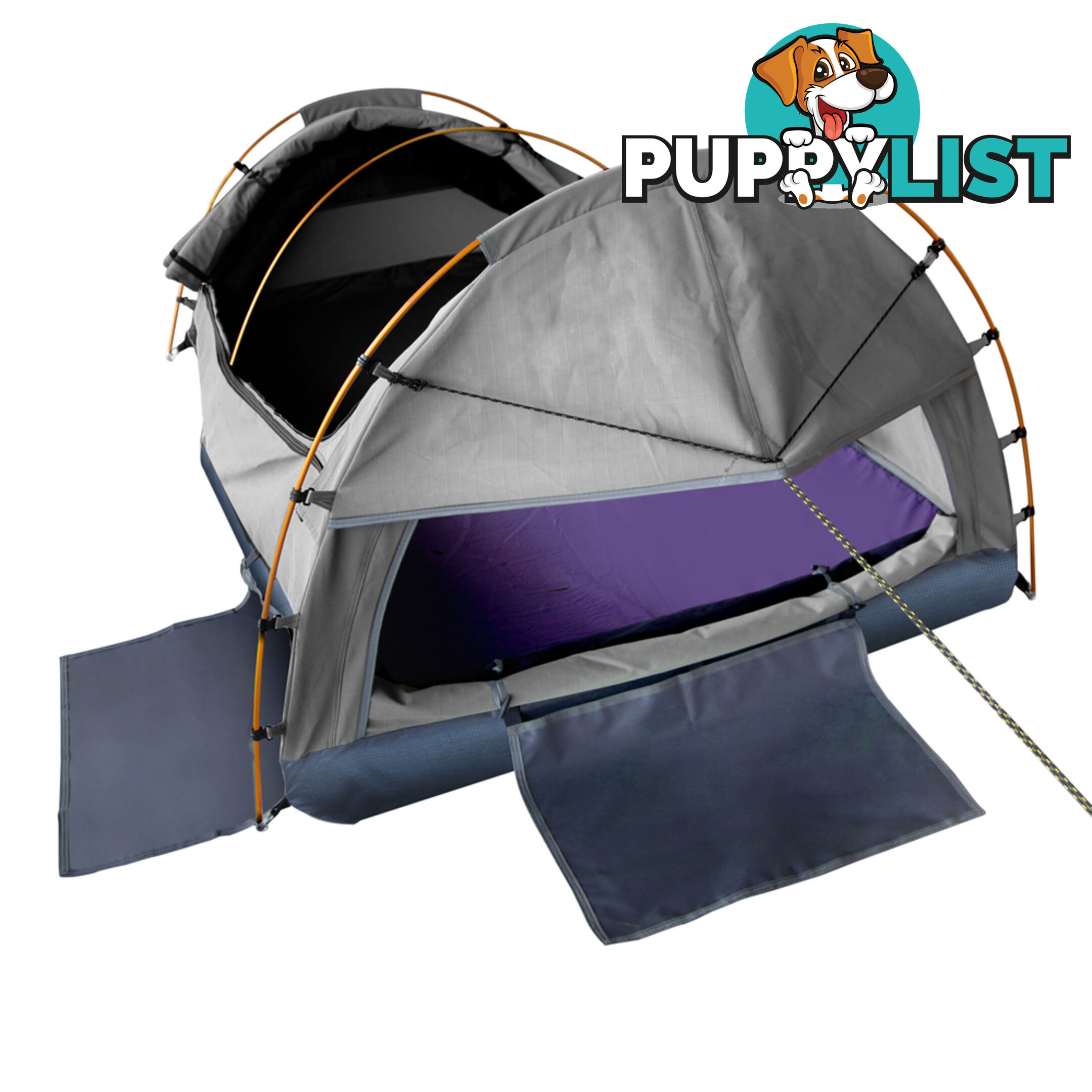 Double Camping Canvas Swag Tent Grey w/ Air Pillow