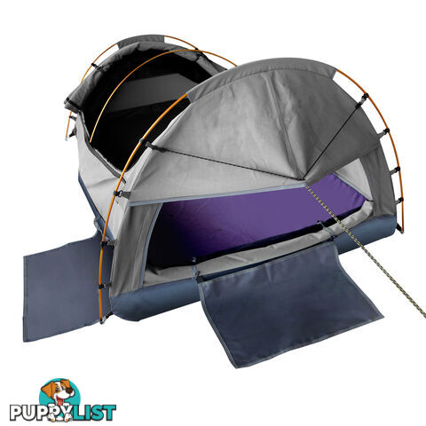 Double Camping Canvas Swag Tent Grey w/ Air Pillow