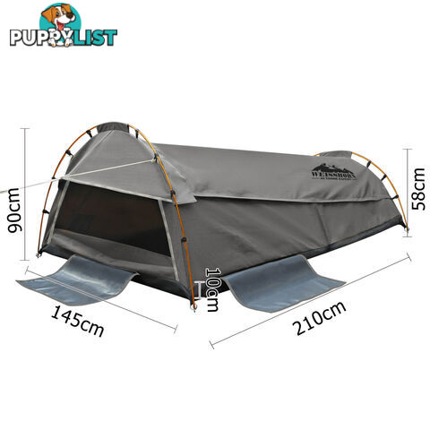 Double Camping Canvas Swag Tent Grey w/ Air Pillow