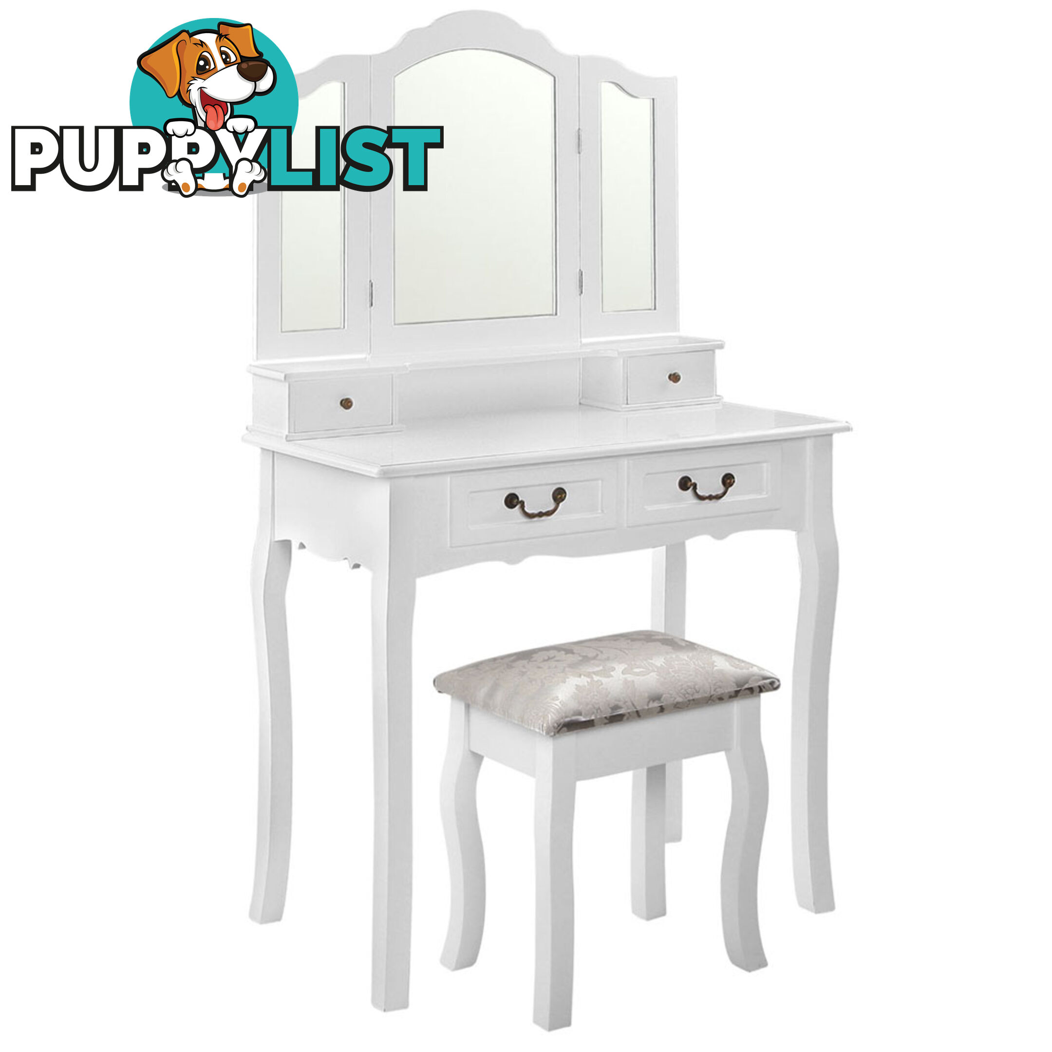 4 Drawer Dressing Table With Mirror White