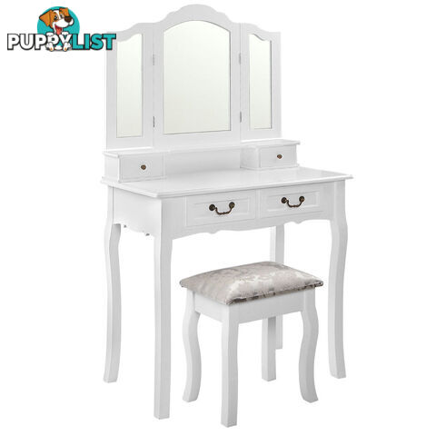 4 Drawer Dressing Table With Mirror White