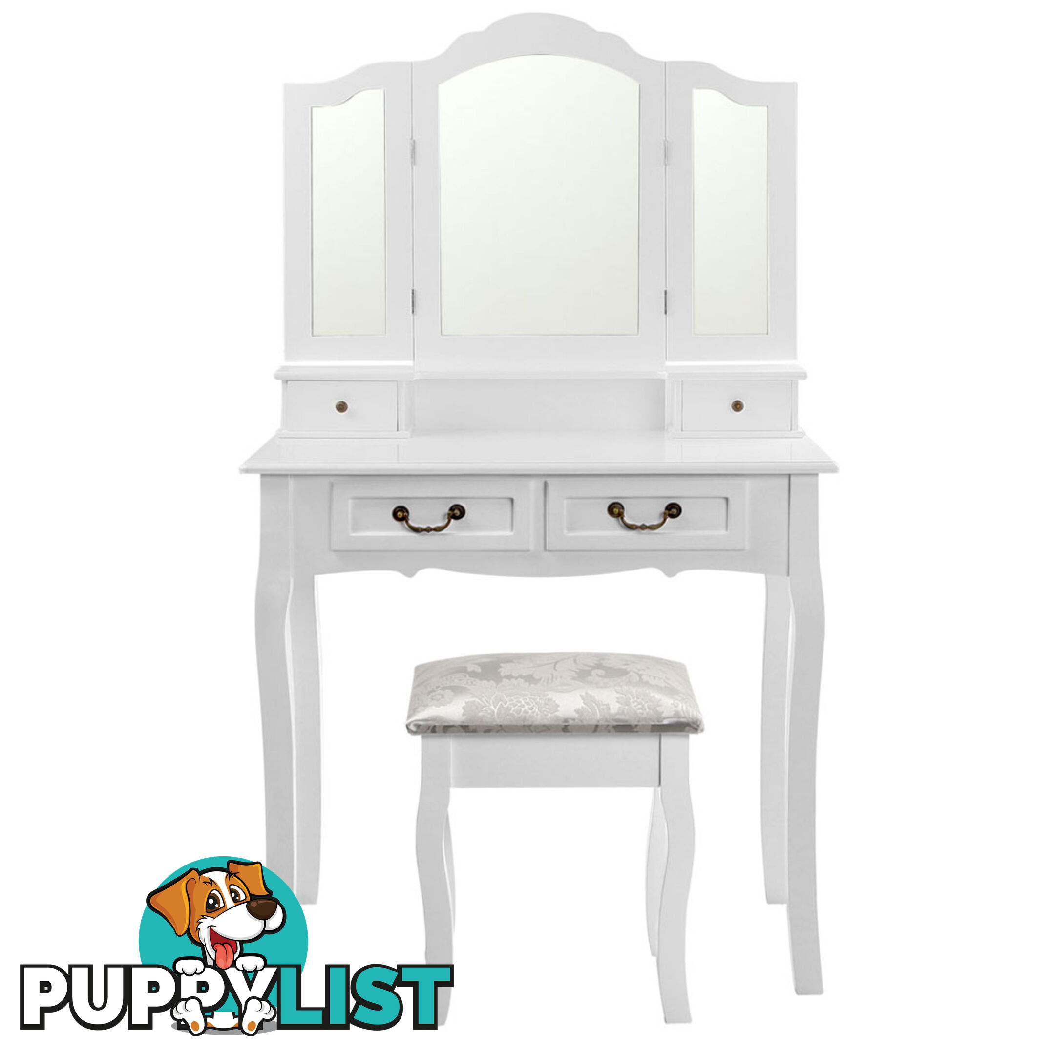 4 Drawer Dressing Table With Mirror White