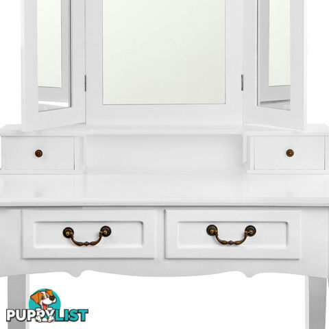 4 Drawer Dressing Table With Mirror White