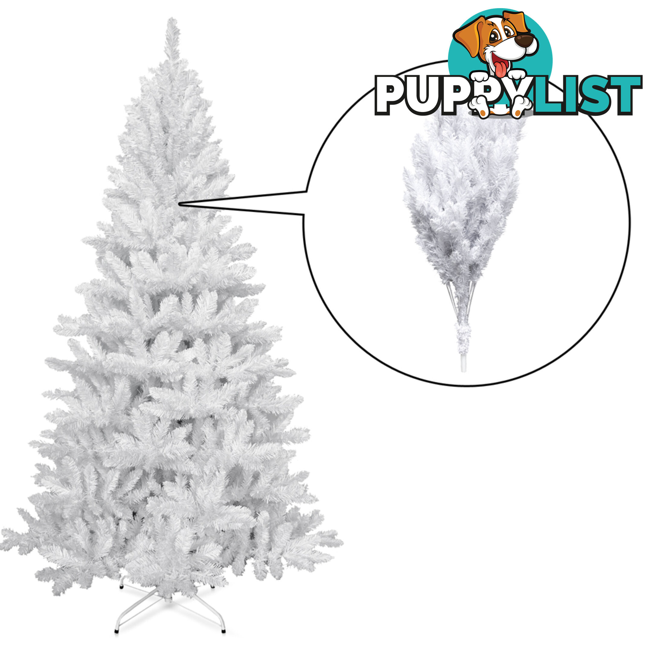 7FT Christmas Tree Free Ornament 2.1M Xmas Trees Decorate Metal Base White