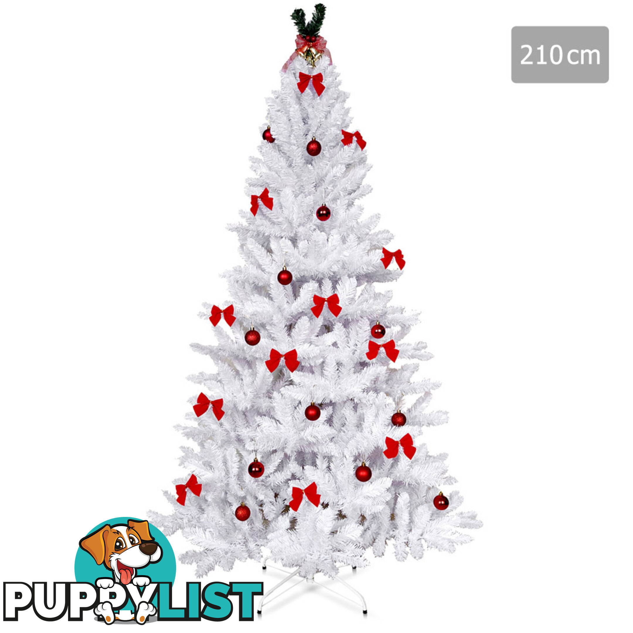 7FT Christmas Tree Free Ornament 2.1M Xmas Trees Decorate Metal Base White