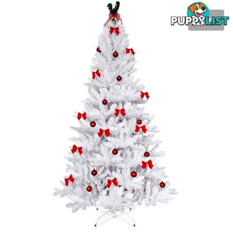 7FT Christmas Tree Free Ornament 2.1M Xmas Trees Decorate Metal Base White