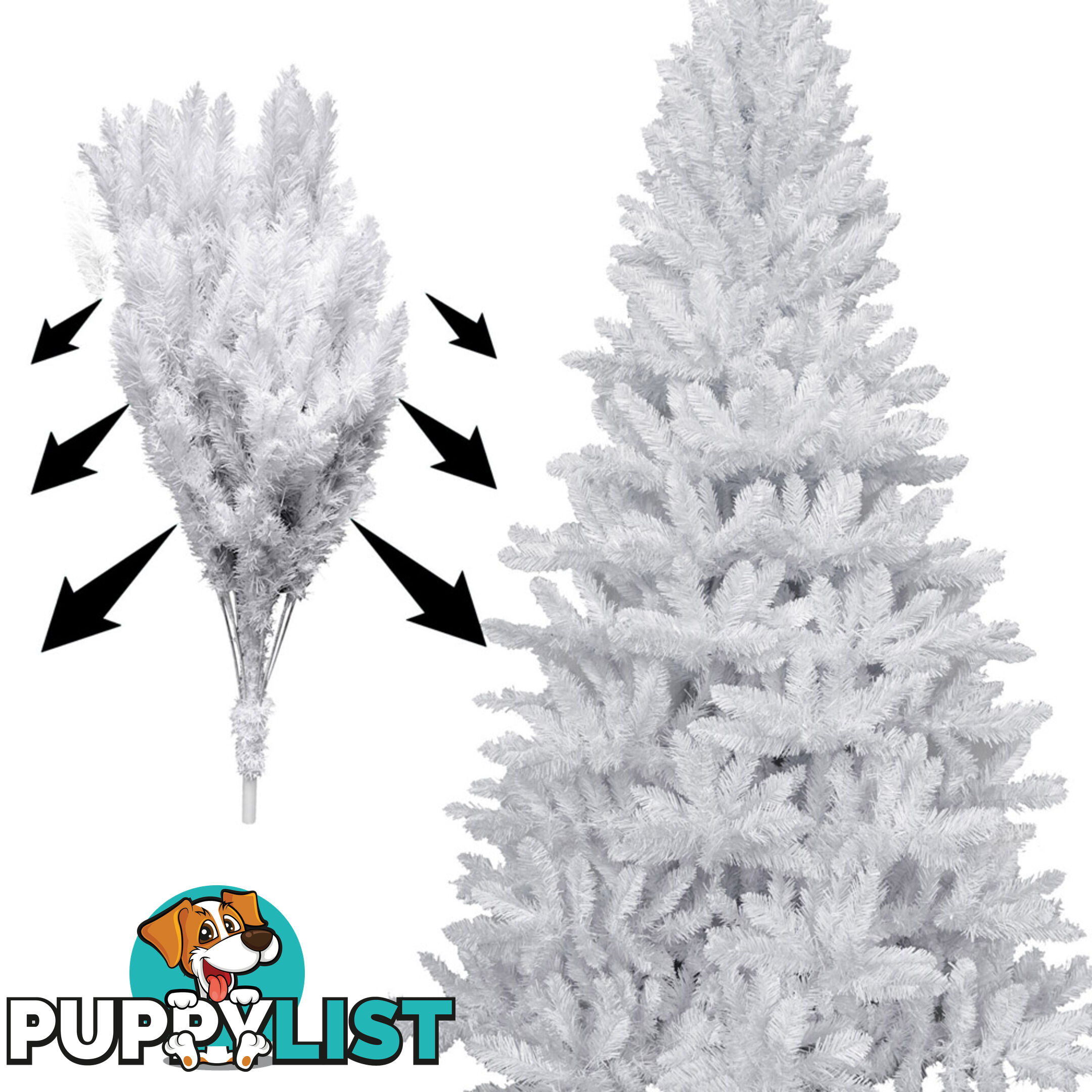 7FT Christmas Tree Free Ornament 2.1M Xmas Trees Decorate Metal Base White