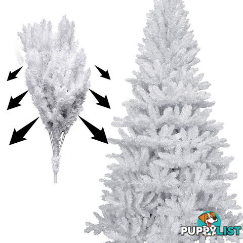 7FT Christmas Tree Free Ornament 2.1M Xmas Trees Decorate Metal Base White