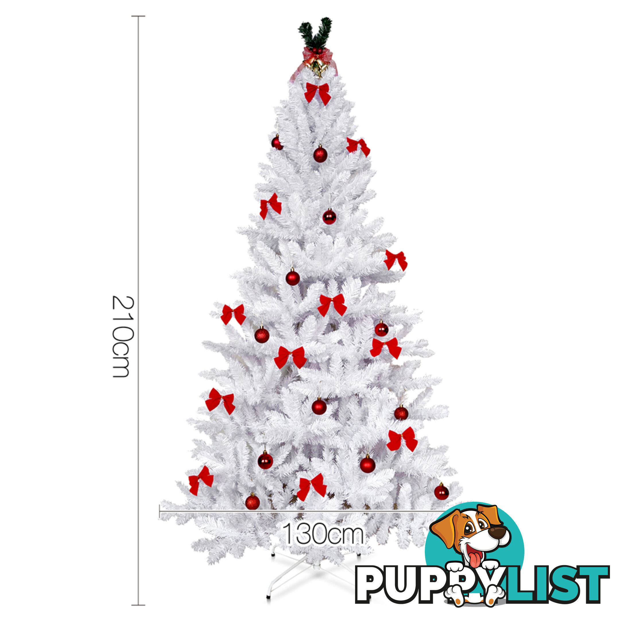 7FT Christmas Tree Free Ornament 2.1M Xmas Trees Decorate Metal Base White