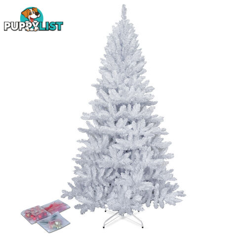 7FT Christmas Tree Free Ornament 2.1M Xmas Trees Decorate Metal Base White