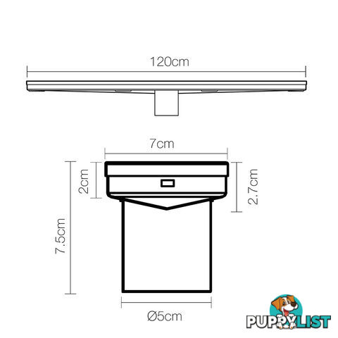 Stainless Steel Tile Insert Shower Grate Drain Bathroom Waste Linear Floor 120cm