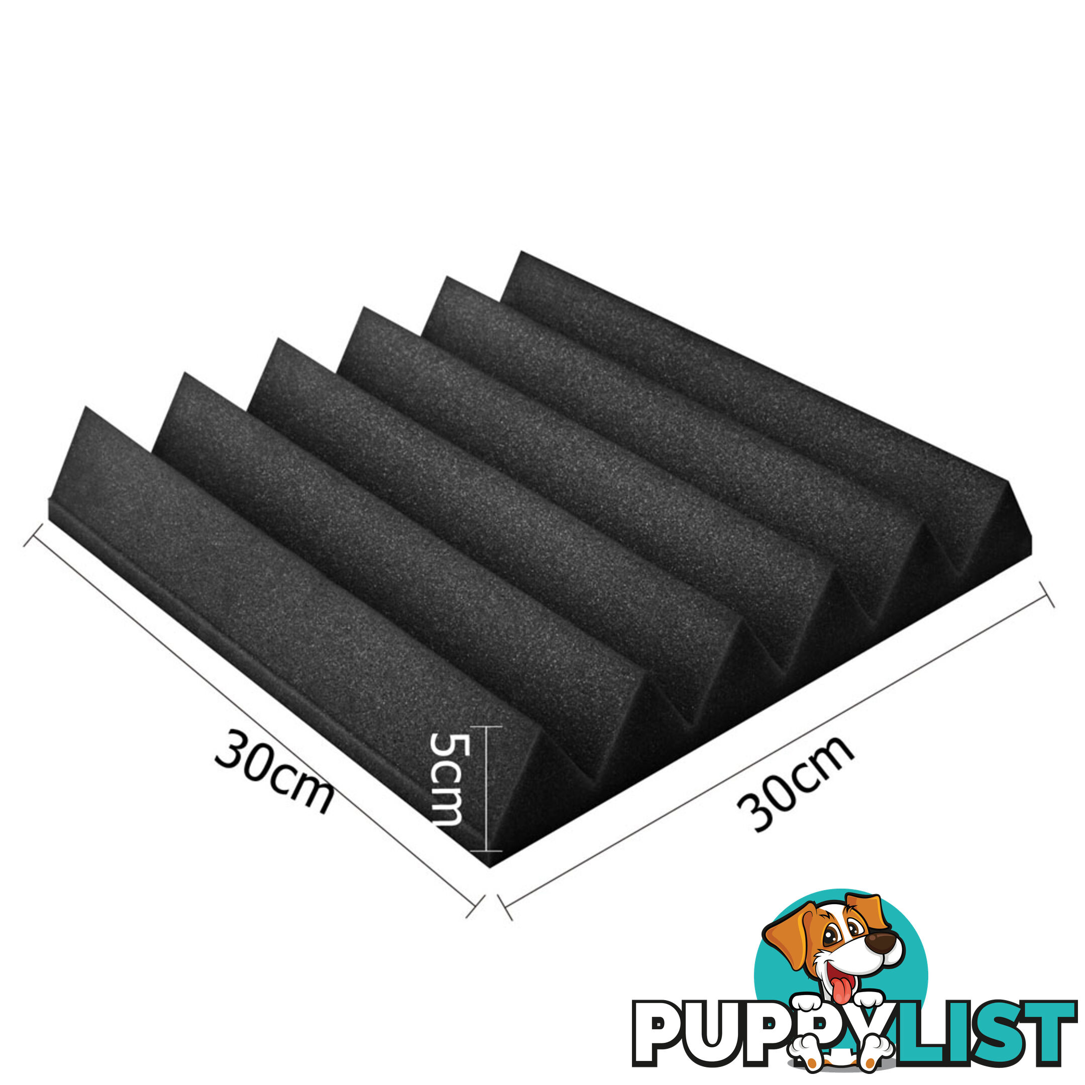 Set of 20 Studio Wedge Acoustic Foam Black 30 x 30cm