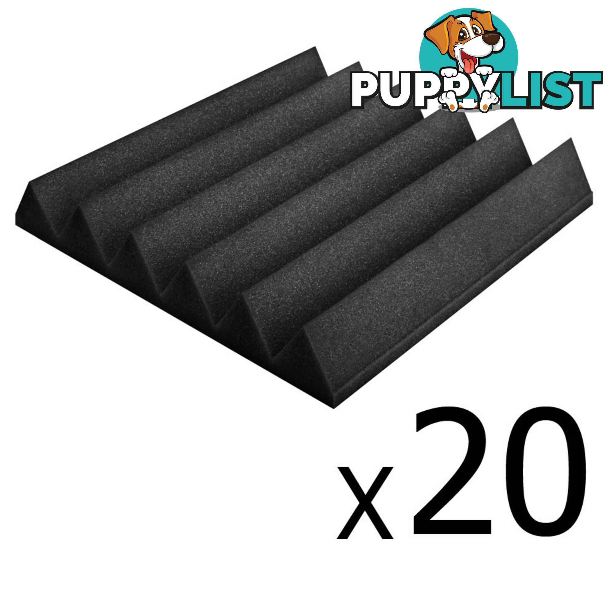 Set of 20 Studio Wedge Acoustic Foam Black 30 x 30cm