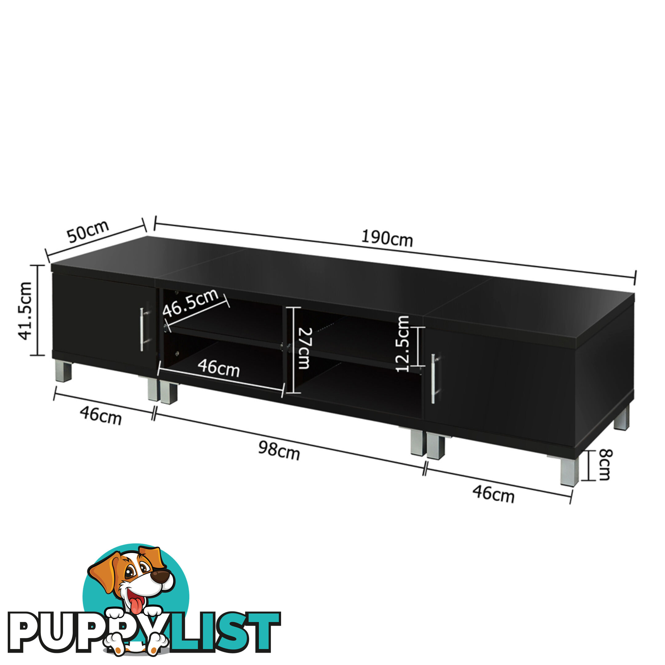 TV Stand Entertainment Unit Lowline Cabinet Drawer Black