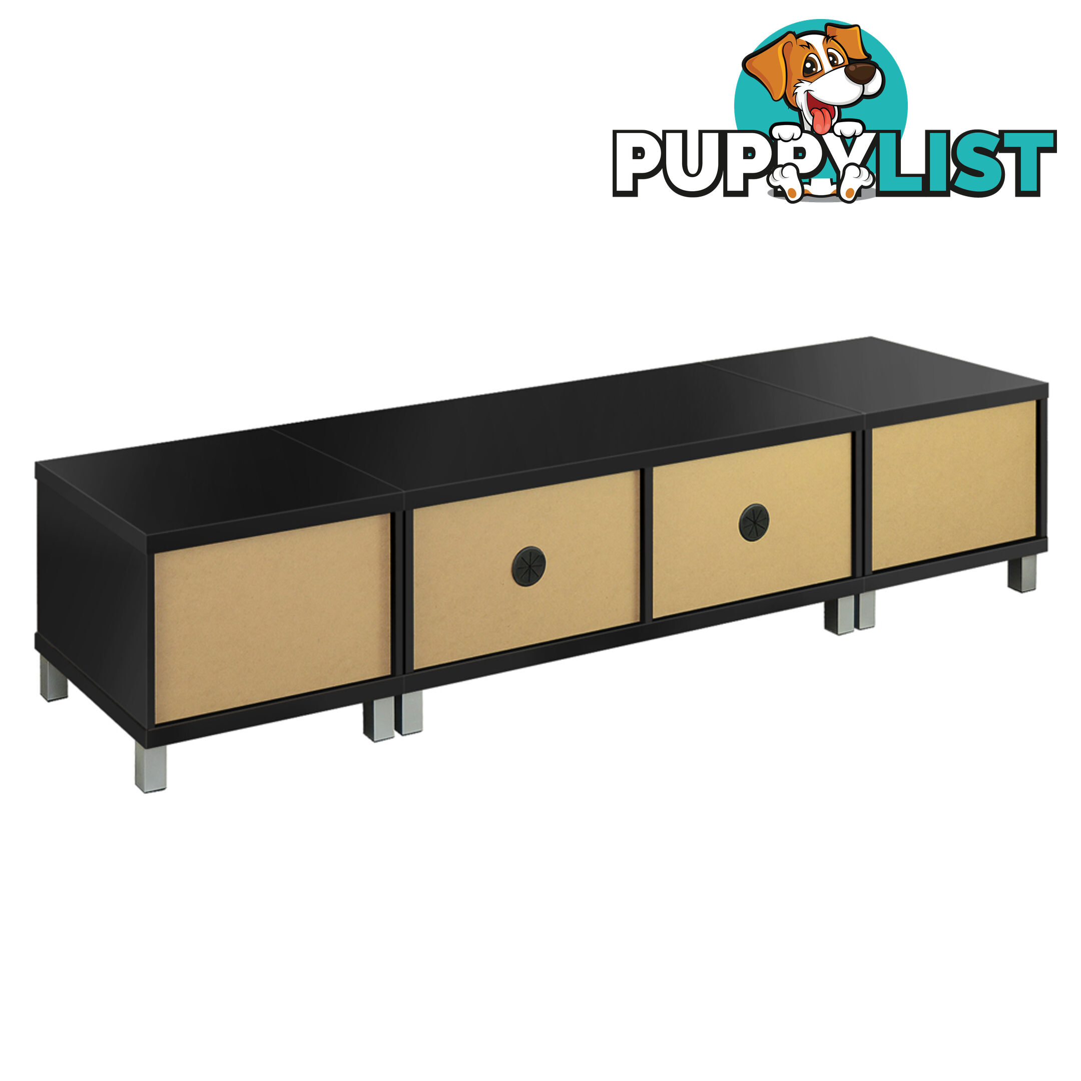 TV Stand Entertainment Unit Lowline Cabinet Drawer Black