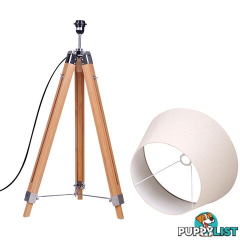 Bamboo Tripod Floor Lamp Adjustable Wooden Floor Lighting Beige Linen Shade