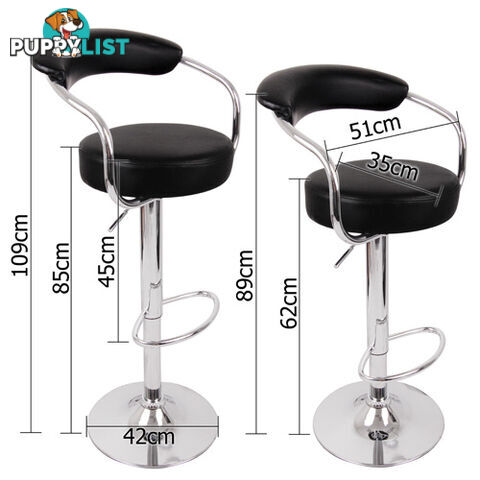 2 x PU Leather Gas Lift Barstool Kitchen Chair Black