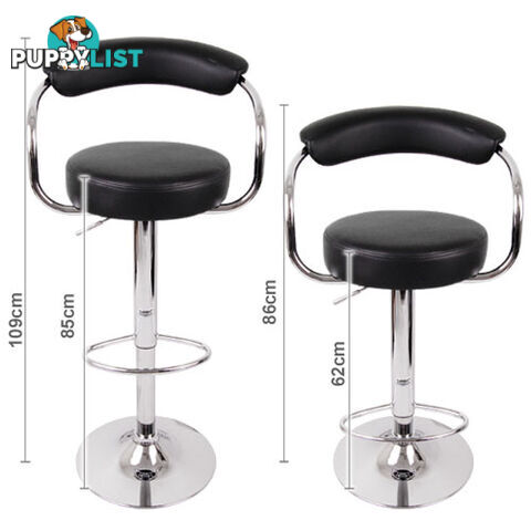 2 x PU Leather Gas Lift Barstool Kitchen Chair Black