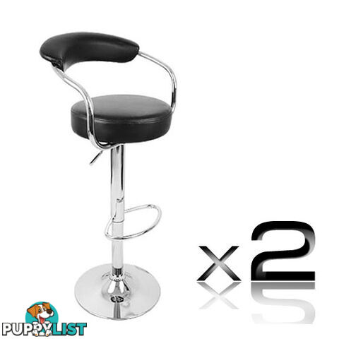 2 x PU Leather Gas Lift Barstool Kitchen Chair Black