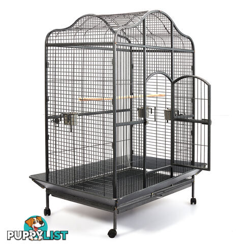 Large 183cm Bird Cage Canary Heavy Duty Parrot Budgie Pet Aviary Open Roof Black