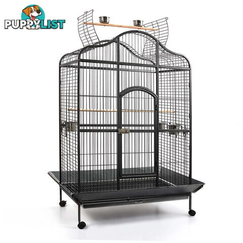 Large 183cm Bird Cage Canary Heavy Duty Parrot Budgie Pet Aviary Open Roof Black