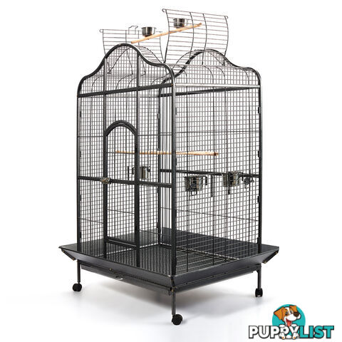 Large 183cm Bird Cage Canary Heavy Duty Parrot Budgie Pet Aviary Open Roof Black