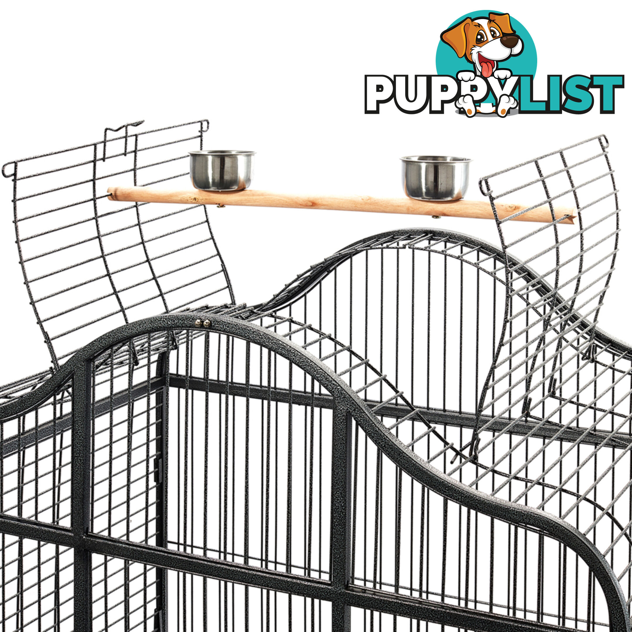 Large 183cm Bird Cage Canary Heavy Duty Parrot Budgie Pet Aviary Open Roof Black